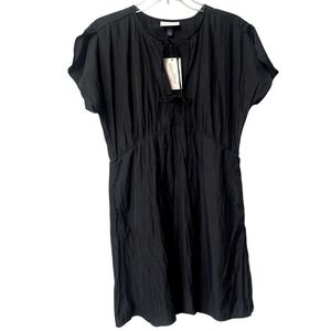 Universal Thread Flutter Short Sleeve Tie Front Mini Dress Womens Medium Black